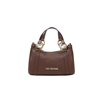 Love Moschino Heart Pebbled Poly Leather Small Evening Handbag - Brown Gold