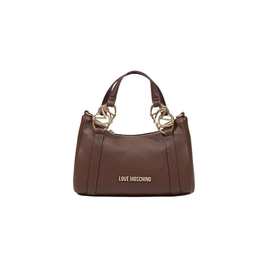 Love Moschino Heart Pebbled Poly Leather Small Evening Handbag - Brown Gold