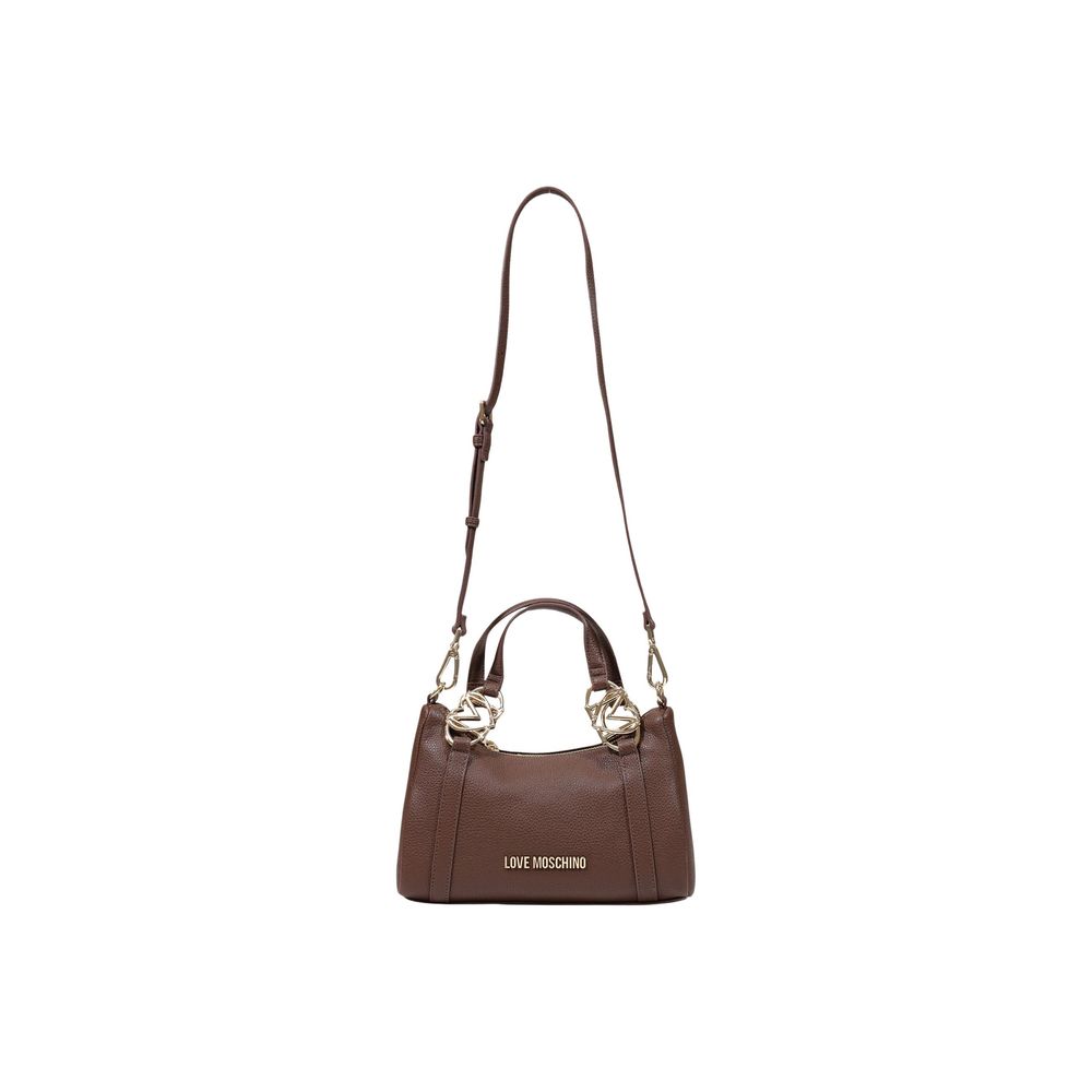 Love Moschino Heart Pebbled Poly Leather Small Evening Handbag - Brown Gold