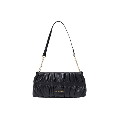Small Evening Handbag by Love Moschino for women in polyethylene & polyurethane black, gold & signature features a ornamental silhouette, showcasing a secure , ample , and ornamental for a sophisticated look.
