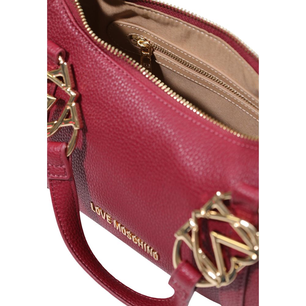 Small Evening Handbag by Love Moschino for women in pebbled poly leather gold & purple features an refined silhouette, showcasing a secure zipper, ample , and versatile handle for a sophisticated refined aesthetic.