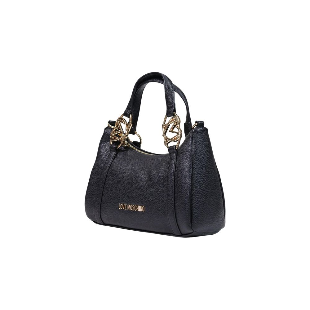 Small Evening Handbag by Love Moschino for women in pebbled poly leather black & gold features a exquisite silhouette, showcasing a secure zipper and exquisite with versatile handle for a exquisite finish.