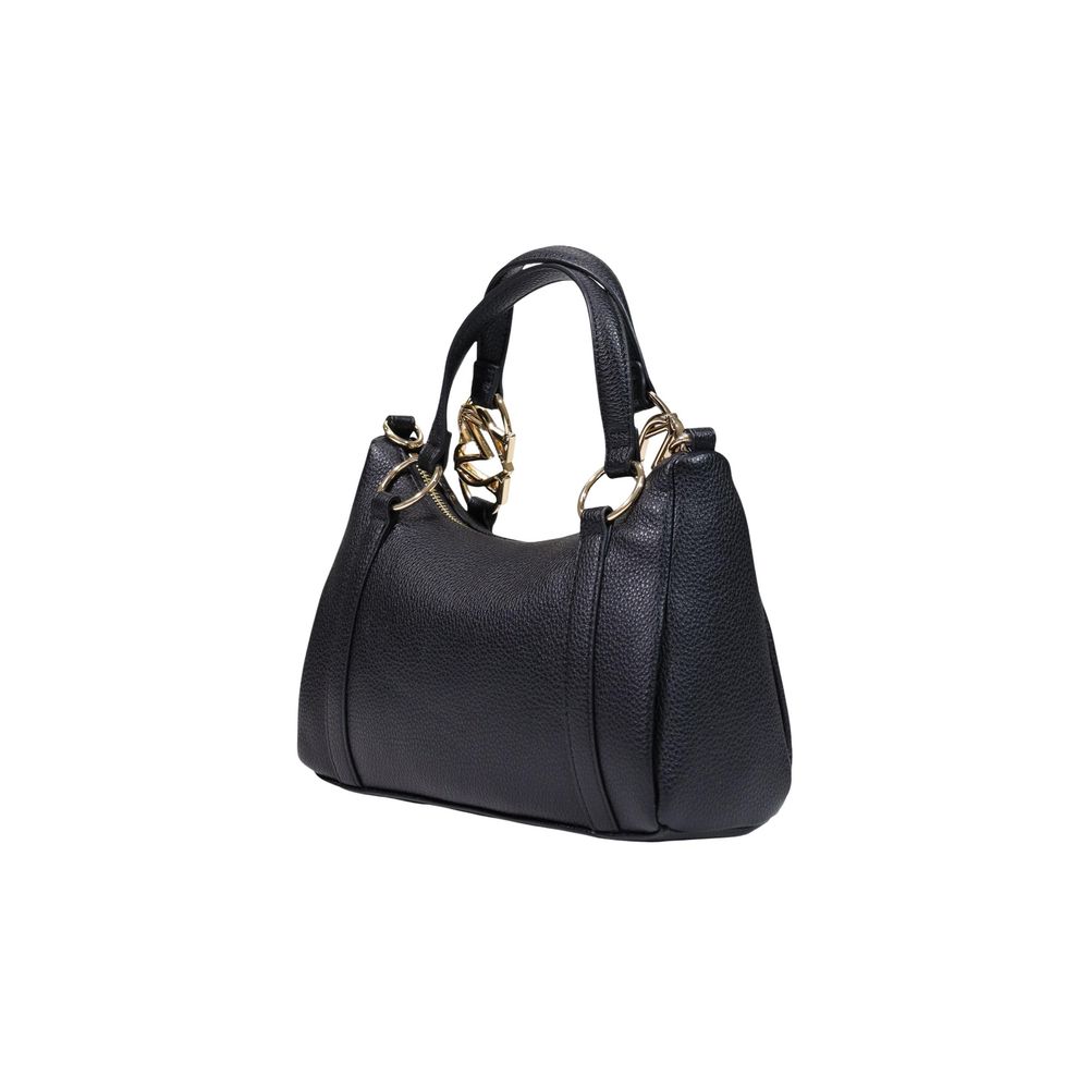 Small Evening Handbag by Love Moschino for women in pebbled poly leather black & gold features a refined silhouette, showcasing a secure zipper, organized , and versatile handle for a refined finish.