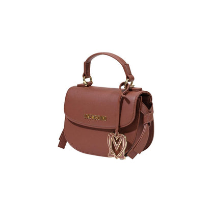 Love Moschino Polyethylene & Polyurethane Small Evening Flap Handbag - Brown Gold Signature