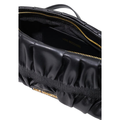 Small Evening Handbag by Love Moschino for women in polyethylene & polyurethane black, gold & signature presents a ornamental silhouette, showcasing a secure , ample , and versatile for a ornamental finish.