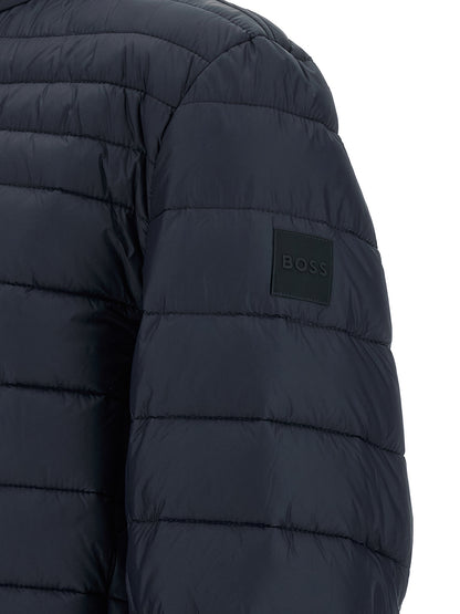 Puffer Jacket by Hugo Boss for men in polyamide navy showcases a bohemian silhouette, artfully detailed with a bohemian and signature insulated for a truly bohemian finish.