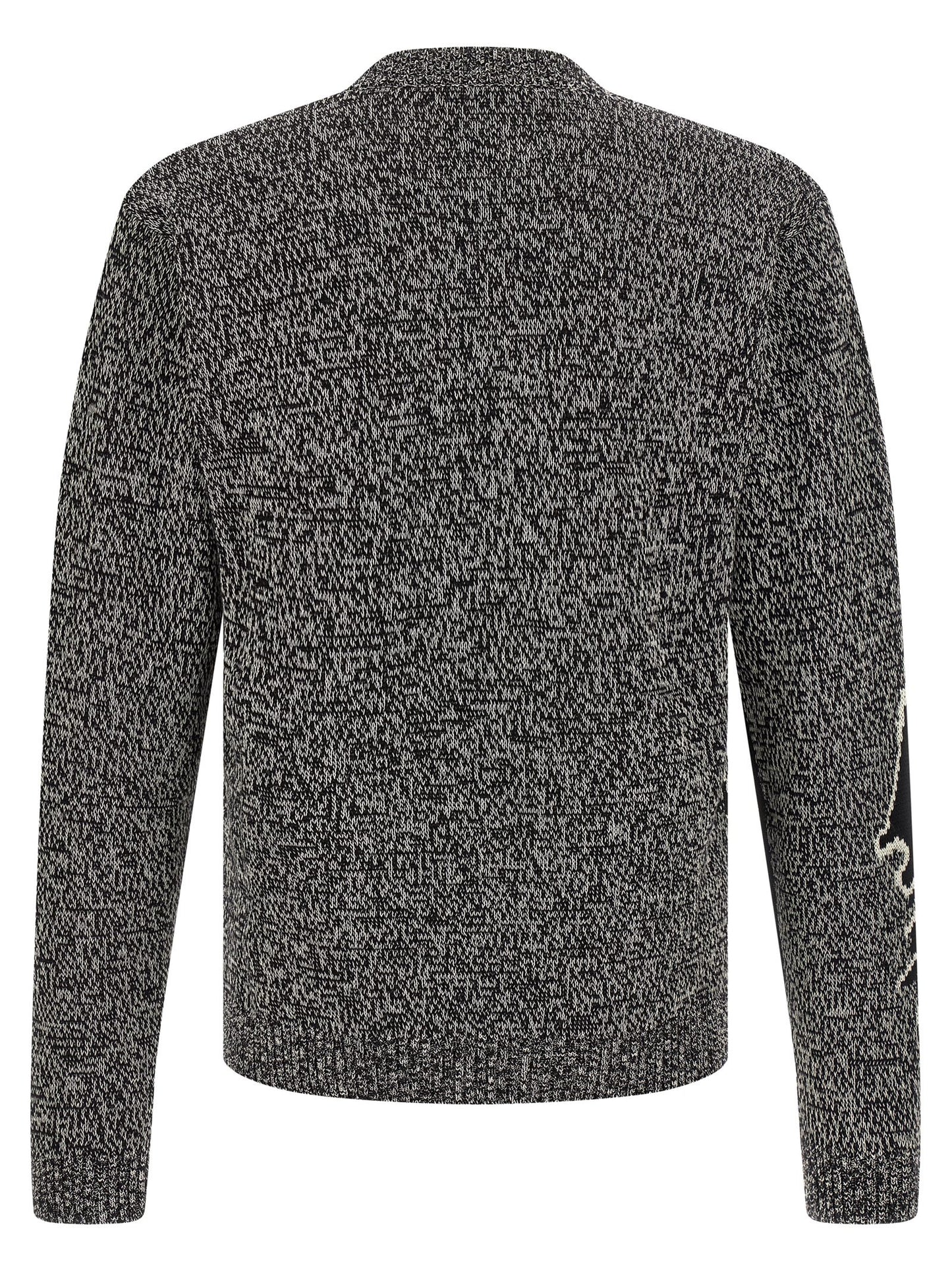 Cardigan by Valentino Garavani for men in virgin wool & cotton bicolour, black & white features an impeccable silhouette, showcasing a sophisticated crew neckline and detail for a truly impeccable finish.