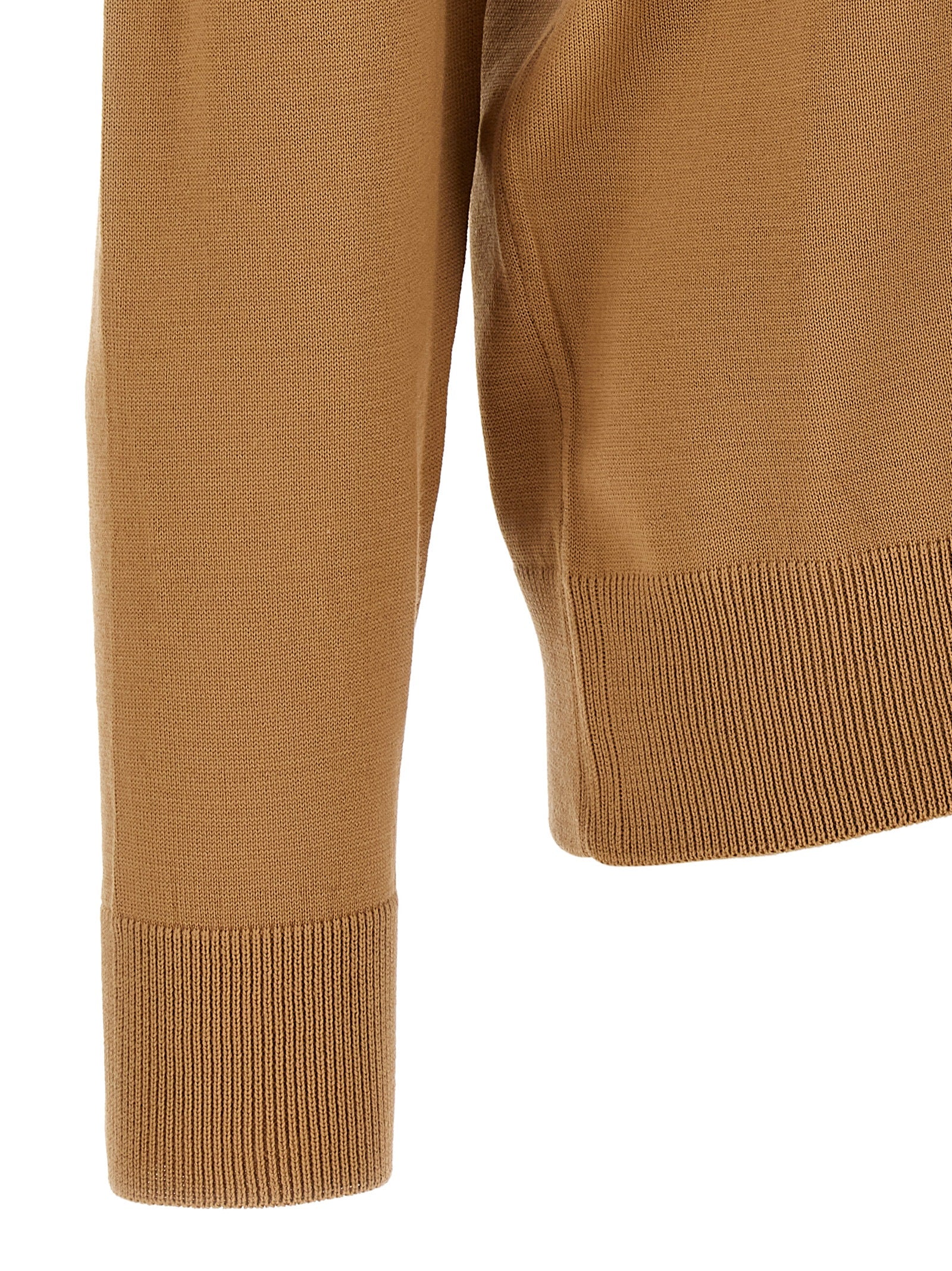 Cardigan by Hugo Boss for men in virgin wool brown showcases a luxurious silhouette, meticulously detailed with a sophisticated high-neck neckline and for a refined finish.