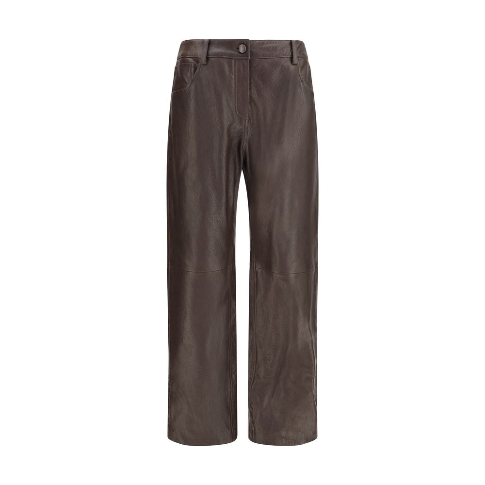 Pants by Magda Butrym for women in sheep leather brown features a enduring silhouette, showcasing a enduring straight-leg, regular-fit & wide and long with a for a premium, tailored aesthetic.
