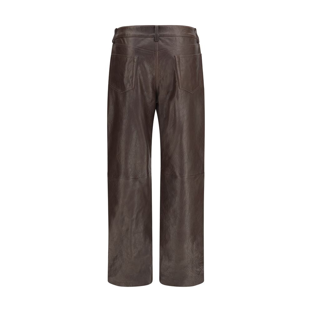 Pants by Magda Butrym for women in sheep leather brown features a stylish silhouette with a stylish straight-leg, regular-fit & wide, long, and .