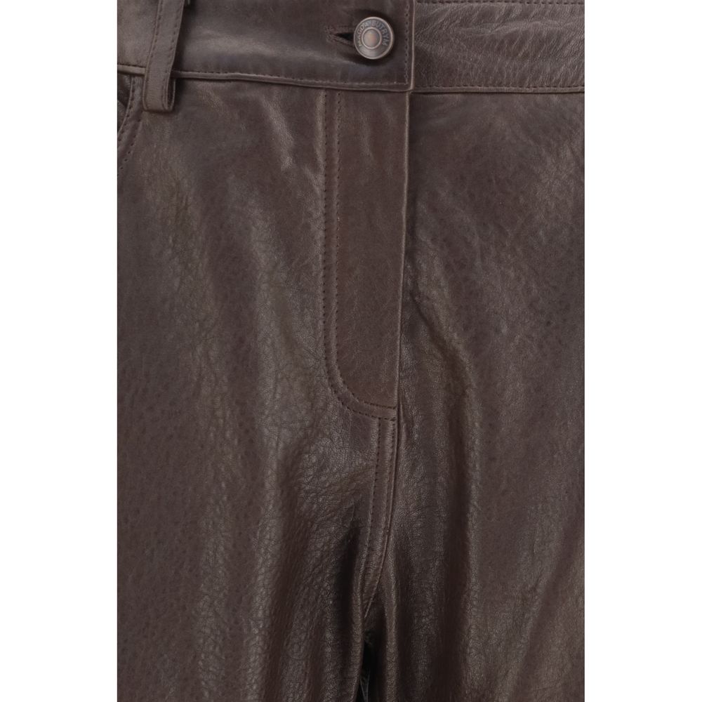 Pants by Magda Butrym for women in sheep leather brown features a utilitarian straight-leg, regular-fit & wide with a utilitarian long and to create a sophisticated, premium look.