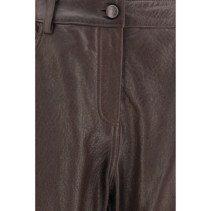 Pants by Magda Butrym for women in sheep leather brown features a utilitarian straight-leg, regular-fit & wide with a utilitarian long and to create a sophisticated, premium look.