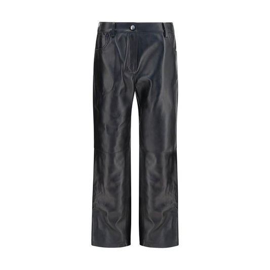 Pants by Magda Butrym for women in sheep leather black features a utilitarian straight-leg & regular-fit with a utilitarian long and high rise to create a sophisticated, premium look.