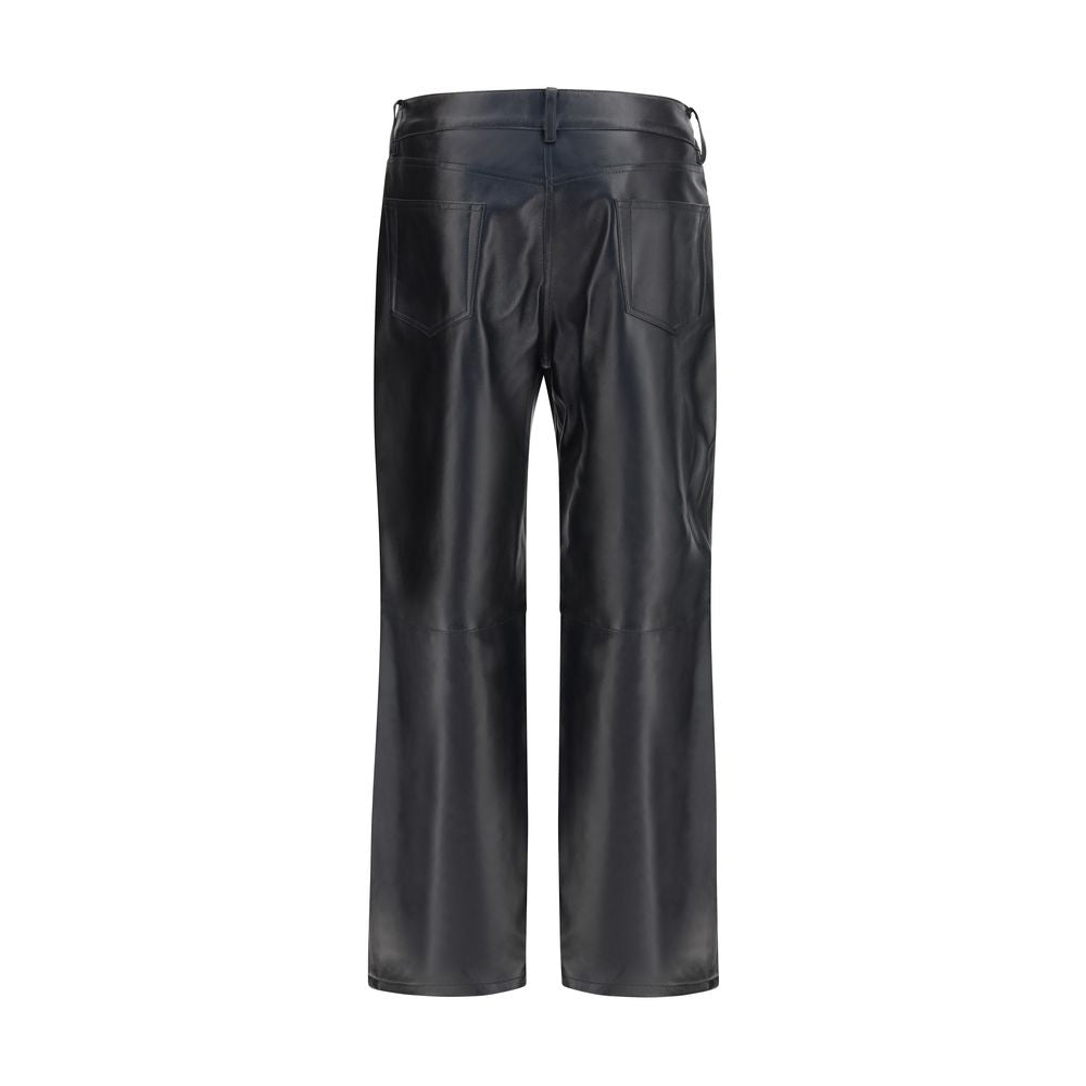 Pants by Magda Butrym for women in sheep leather black showcases a unrivaled comfort silhouette, featuring a straight-leg & regular-fit cut and long with a high rise for a unrivaled comfort and refined aesthetic.