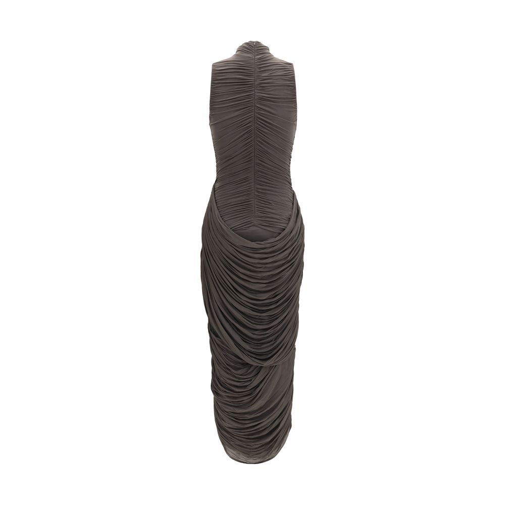 Dress by Magda Butrym for women in stretch cupro copper, gray & floral showcases a striking silhouette, elegantly detailed with a , refined , and a striking midi for a striking finish.