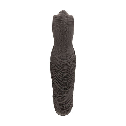 Dress by Magda Butrym for women in stretch cupro copper, gray & floral showcases a striking silhouette, elegantly detailed with a , refined , and a striking midi for a striking finish.