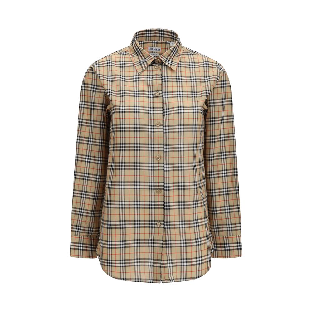 Shirt by Burberry for women in cotton beige, sand, patterned & signature features an polished silhouette, showcasing a sophisticated and long-sleeve detail for a truly polished finish.