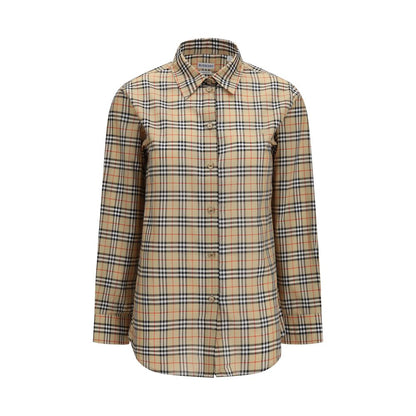 Shirt by Burberry for women in cotton beige, sand, patterned & signature features an polished silhouette, showcasing a sophisticated and long-sleeve detail for a truly polished finish.
