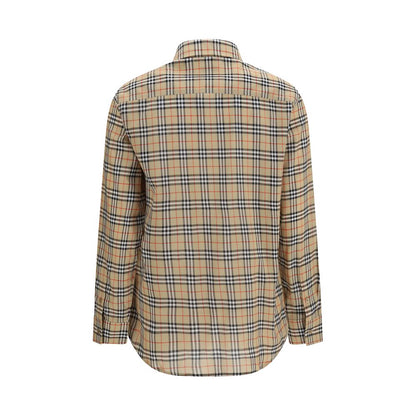 Shirt by Burberry for women in cotton beige, sand, patterned & signature presents a discerning silhouette, showcasing a sophisticated and for a truly discerning finish.