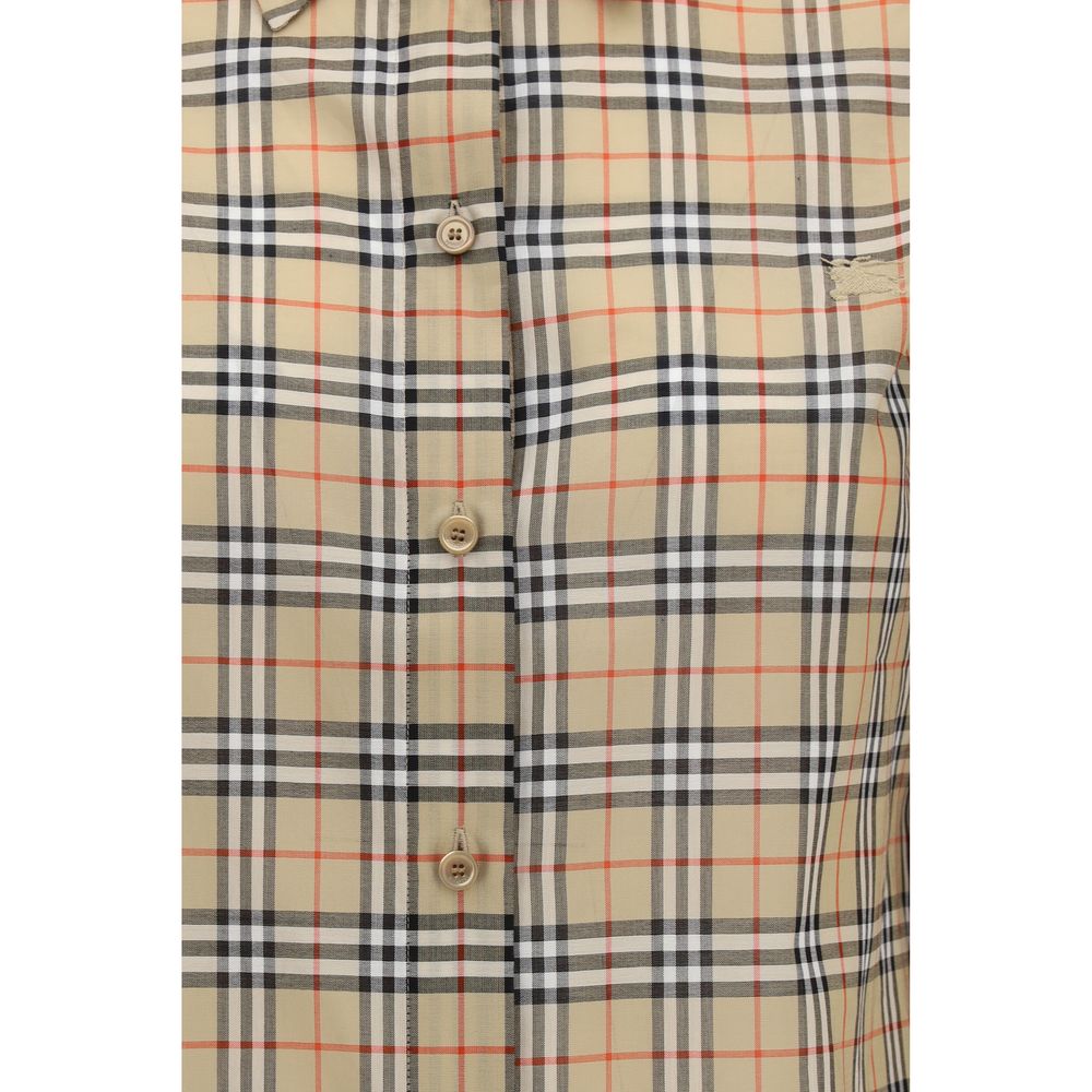 Shirt by Burberry for women in cotton beige, sand, patterned & signature, featuring a nuanced and nuanced for a sophisticated finish.