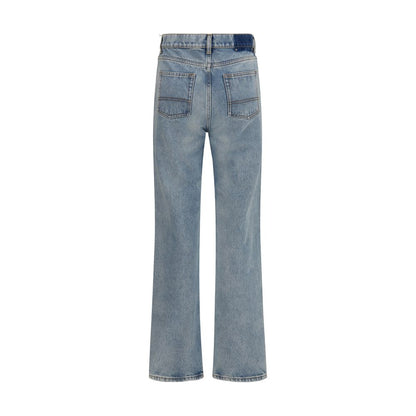 Jeans by Golden Goose for women in denim cotton blue features an refined tailoring silhouette, showcasing a premium straight-leg & regular-fit with a and long cut for a refined tailoring look.