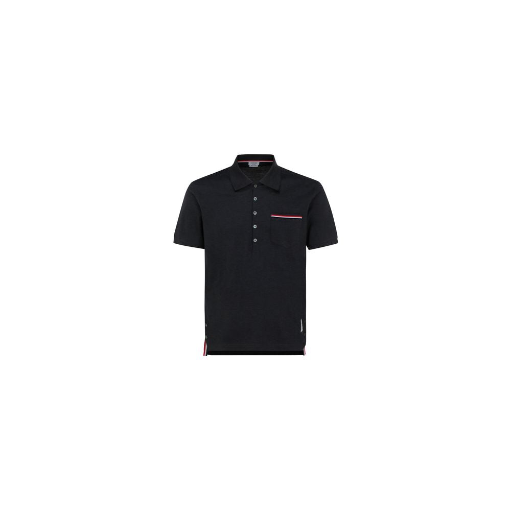 Polo Shirt by Thom Browne for men in cotton gray presents a crisp silhouette, artfully detailed with a crisp and crisp .