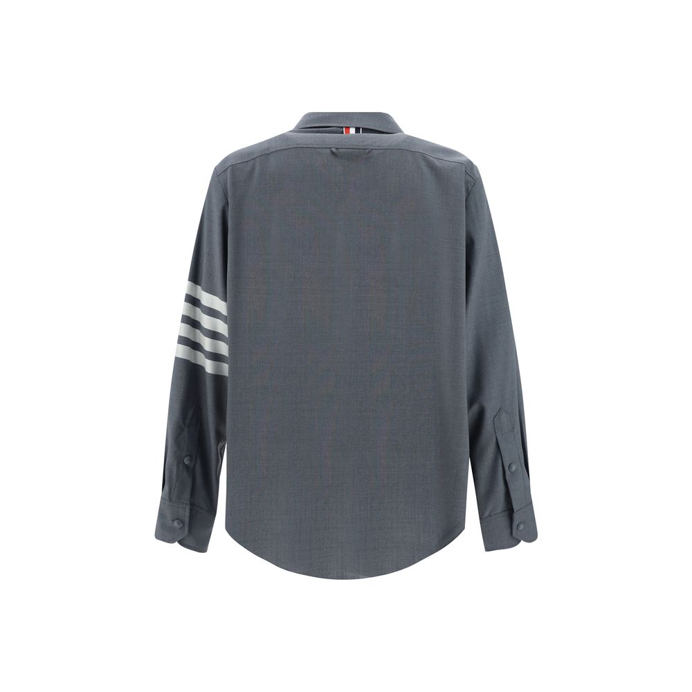 Dress Shirt by Thom Browne for men in wool cotton gray, signature & striped features an polished silhouette, showcasing a sophisticated and detail for a truly polished finish.