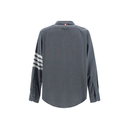Dress Shirt by Thom Browne for men in wool cotton gray, signature & striped features an polished silhouette, showcasing a sophisticated and detail for a truly polished finish.