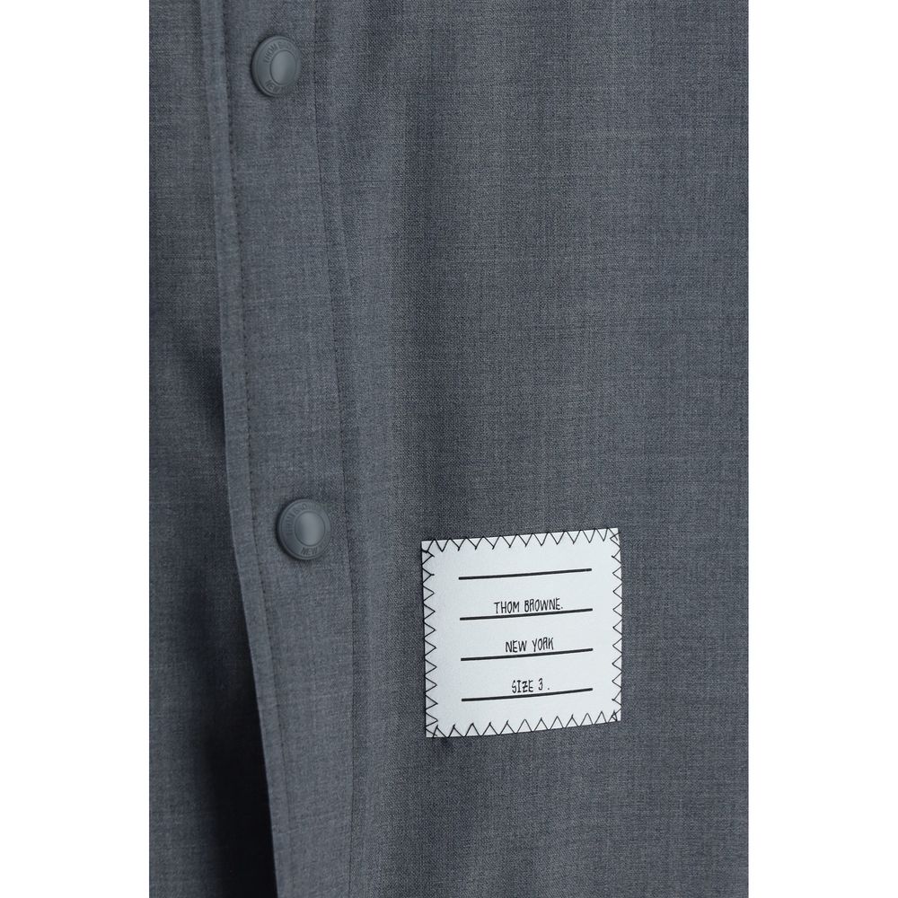 Dress Shirt by Thom Browne for men in wool cotton gray, signature & striped presents a discerning silhouette, showcasing a sophisticated and for a truly discerning finish.