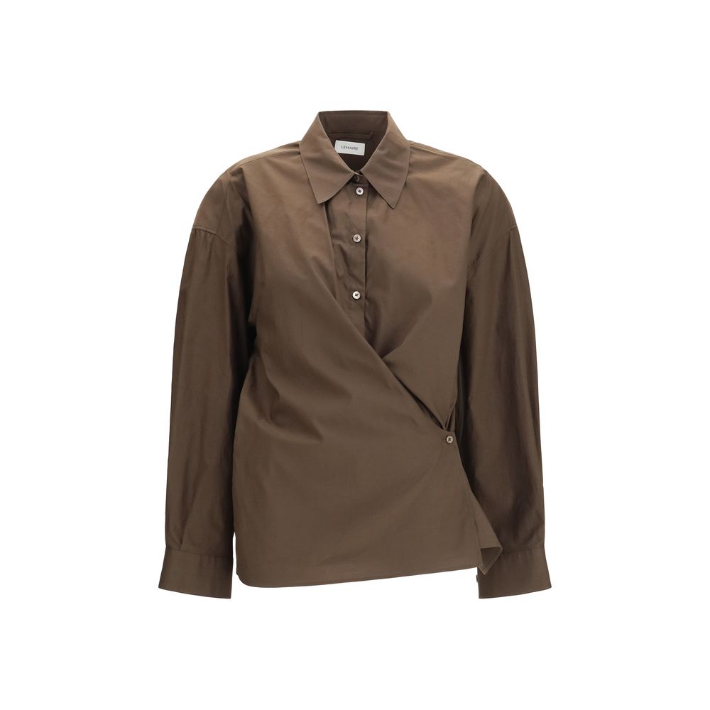 Shirt by Lemaire for women in cotton & silk brown showcases a sleek silhouette, elegantly detailed with a sleek and for a sleek finish.