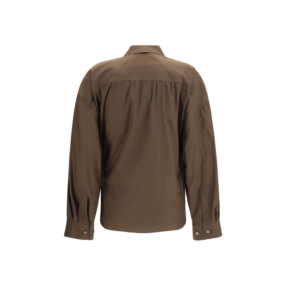 Shirt by Lemaire for women in cotton & silk brown features an architectural silhouette with a refined and elegant for a architectural look.