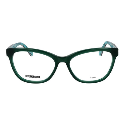 Eyeglasses Frames by Love Moschino for women in multicolor showcases a reflective silhouette, artfully incorporating a sophisticated green coloured frame with a distinct full-frame frame design.