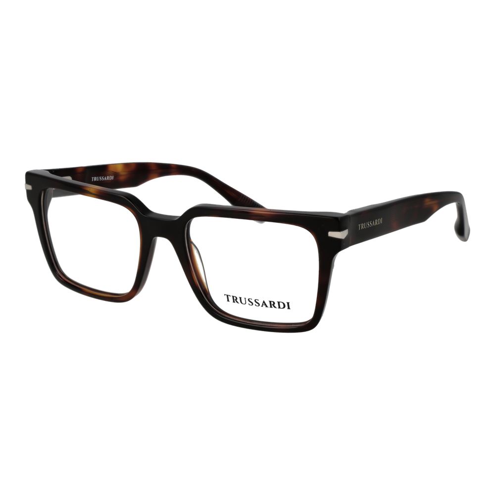 Eyeglasses Frames by Trussardi for men in acetate brown features an refined silhouette, showcasing the refined brown coloured frame and sophisticated full-frame frame design.