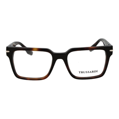 Eyeglasses Frames by Trussardi for men in acetate brown showcases a reflective silhouette, artfully incorporating a sophisticated brown coloured frame with a distinct full-frame frame design.