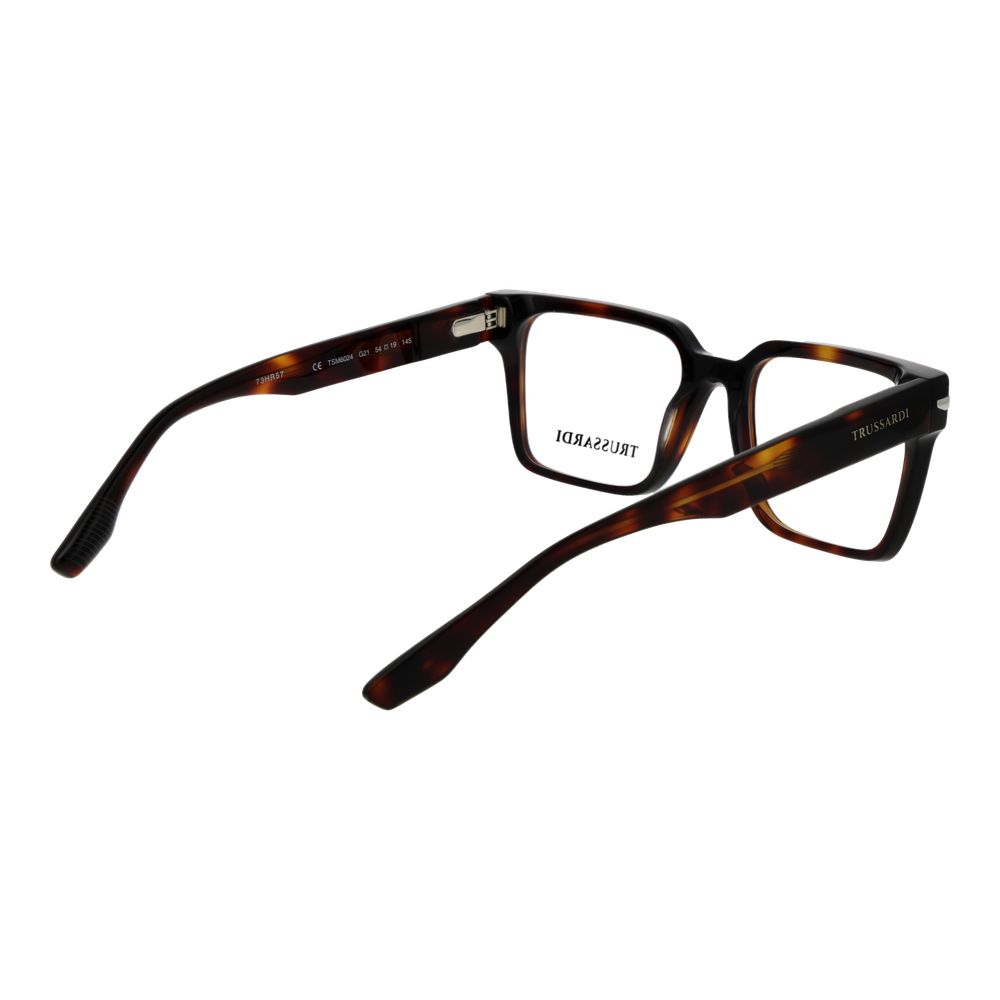 Eyeglasses Frames by Trussardi for men in brown features an refined silhouette, showcasing a sophisticated brown coloured frame and refined full-frame frame design for a refined look.