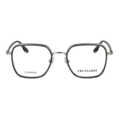 Eyeglasses Frames by Trussardi for unisex in titanium gray features a refined silhouette, showcasing a refined gray coloured frame and full-frame frame design for a sophisticated, premium look.