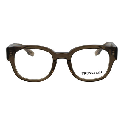 Eyeglasses Frames by Trussardi for unisex in acetate and green showcases an refined full-frame frame design featuring a sophisticated olive coloured frame for an refined and refined aesthetic.