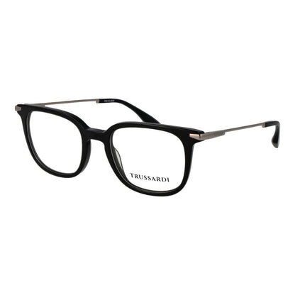 Eyeglasses Frames by Trussardi for men in acetate black features an refined silhouette, showcasing the refined black coloured frame and sophisticated full-frame frame design.