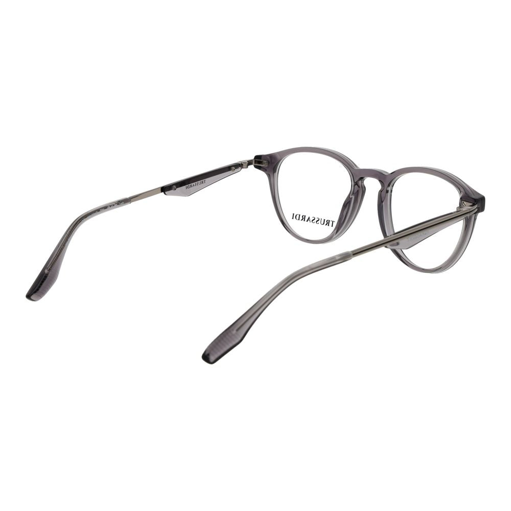 Eyeglasses Frames by Trussardi for men in acetate gray features an refined silhouette, showcasing a sophisticated gray coloured frame and refined full-frame frame design for a refined look.