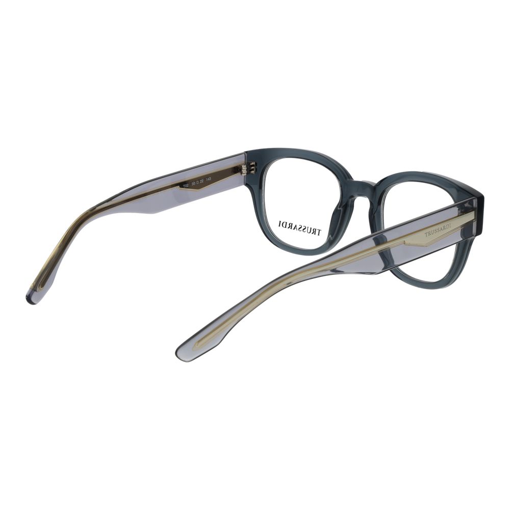 Eyeglasses Frames by Trussardi for unisex in acetate gray features a refined silhouette, showcasing a refined gray coloured frame and full-frame frame design for a sophisticated, premium look.