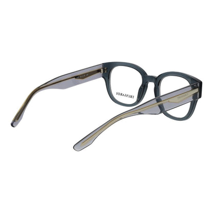Eyeglasses Frames by Trussardi for unisex in acetate gray features a refined silhouette, showcasing a refined gray coloured frame and full-frame frame design for a sophisticated, premium look.