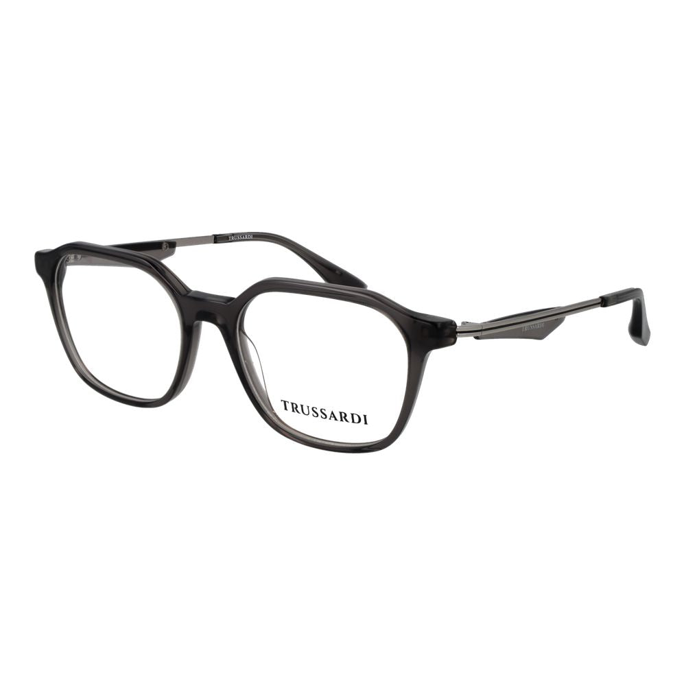 Eyeglasses Frames by Trussardi for men in acetate gray features a refined silhouette, showcasing a refined gray coloured frame and full-frame frame design for a sophisticated, premium look.
