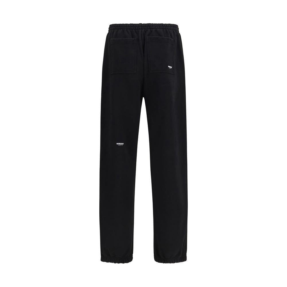 Sweatpants by Represent for men in cotton black features an contemporary athletic, relaxed-fit, regular-fit & wide with a long and , showcasing for a contemporary finish.