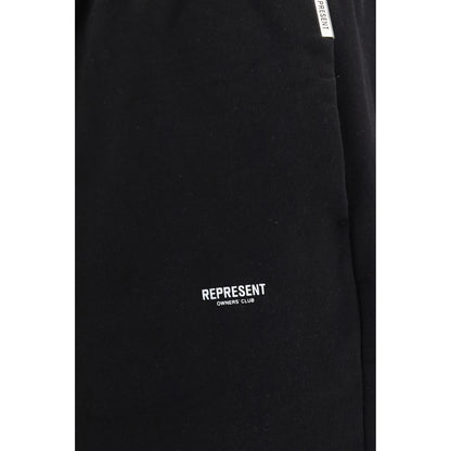 Sweatpants by Represent for men in cotton black features a ergonomic athletic, relaxed-fit, regular-fit & wide and with a ergonomic long, showcasing innovative for a ergonomic look.