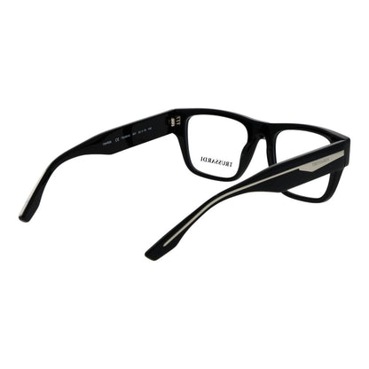 Eyeglasses Frames by Trussardi for unisex in acetate black features an refined silhouette, showcasing a sophisticated black coloured frame and refined full-frame frame design for a refined look.