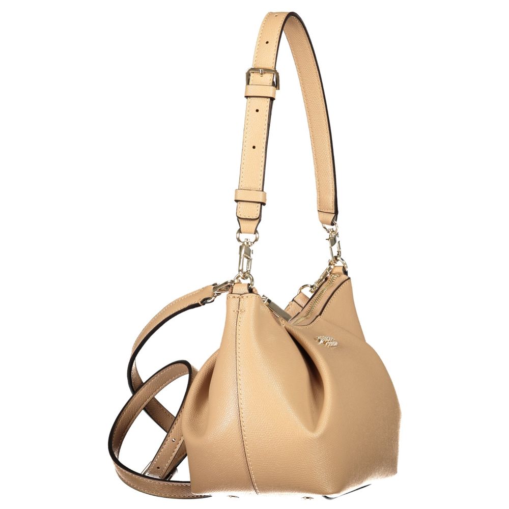 Handbag by Guess Jeans for women in polyurethane beige presents a ornamental silhouette, showcasing a secure zipper, ample cardholder, and versatile shoulder-strap, adjustable-strap & handle for a ornamental finish.