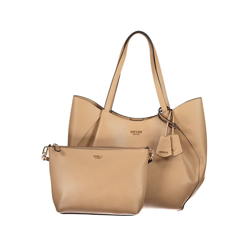 Evening Pouch Handbag by Guess Jeans for women in polyurethane beige features a exquisite silhouette, showcasing a secure snap & zipper and exquisite with versatile handle for a exquisite finish.