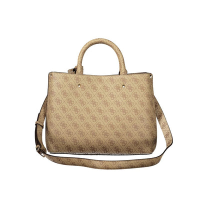 2-in-1 Shoulder & Crossbody Handbag by Guess Jeans for women in polyurethane leather beige features a signature silhouette, showcasing a secure snap & zipper and signature document-holder, external-pockets & internal-pockets with versatile crossbody-strap, shoulder-strap, adjustable-strap & handle for a sophisticated look.