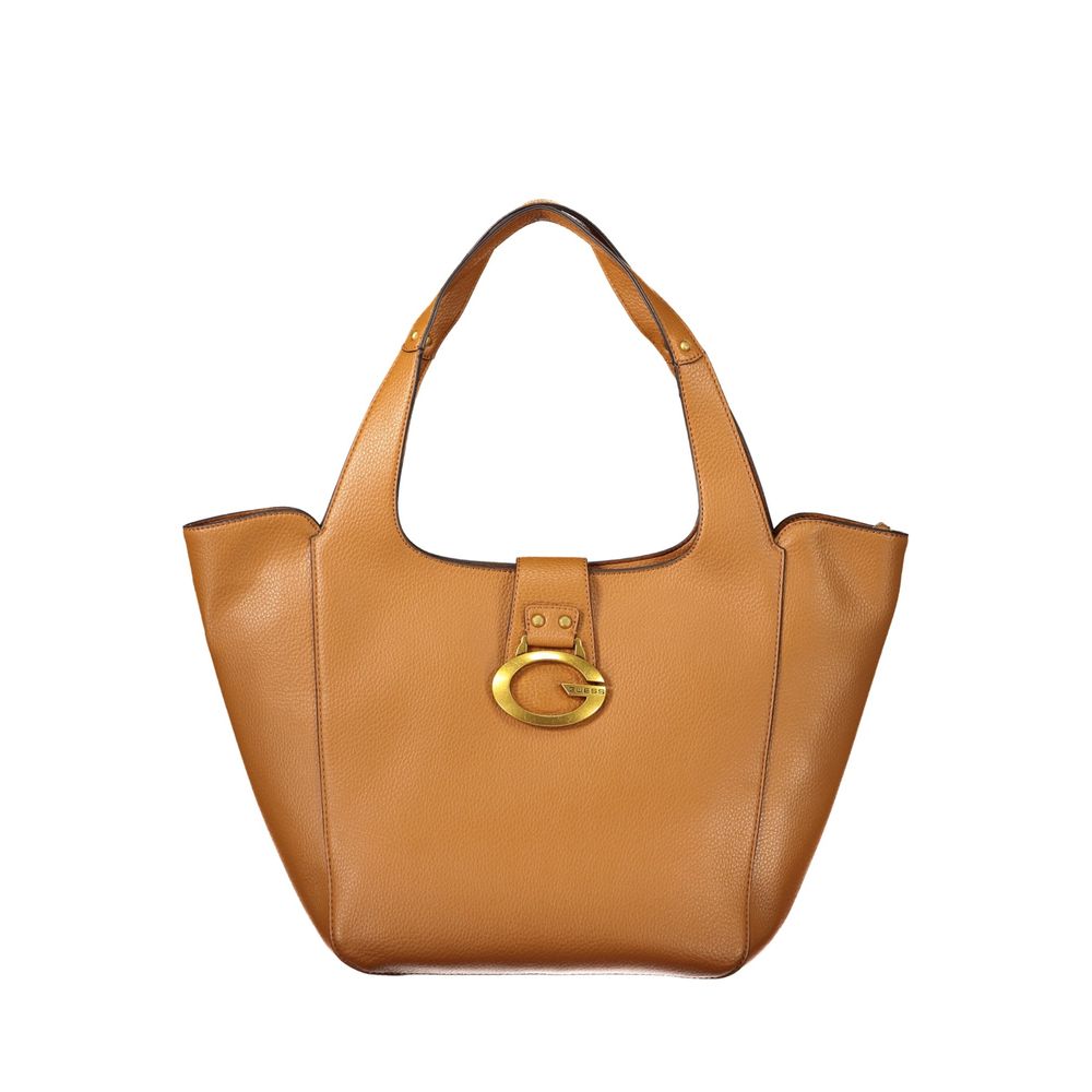 Handbag by Guess Jeans for women in polyurethane brown features a exquisite silhouette, showcasing a secure snap & zipper and exquisite internal-pockets with versatile handle for a exquisite finish.