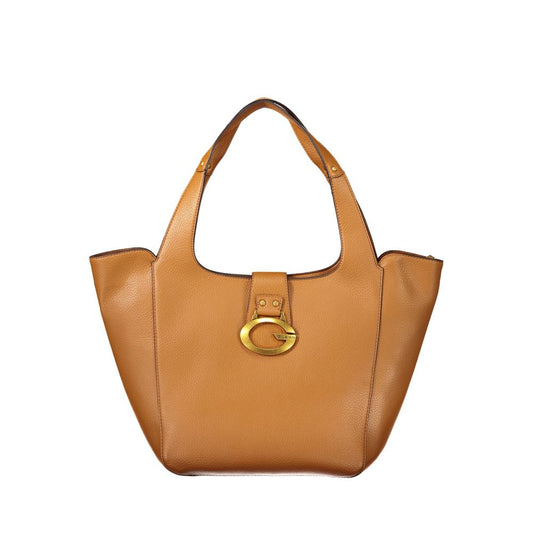 Handbag by Guess Jeans for women in polyurethane brown features a exquisite silhouette, showcasing a secure snap & zipper and exquisite internal-pockets with versatile handle for a exquisite finish.